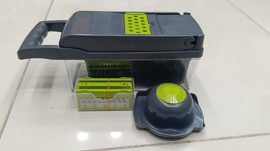 Vegetable Chopper 16 Pcs Set – Manual Onion Chopper, Food Slicer, Dicer, Grater & Potato Cutter with Handle – Multi-Function Kitchen Tool