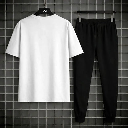 Men Printed 2-Piece Track Suit White Black XL to 2XL