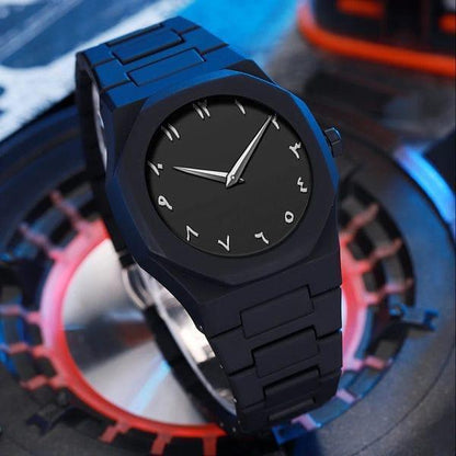 Black Quartz Watch for Men Aluminum Daily Wear