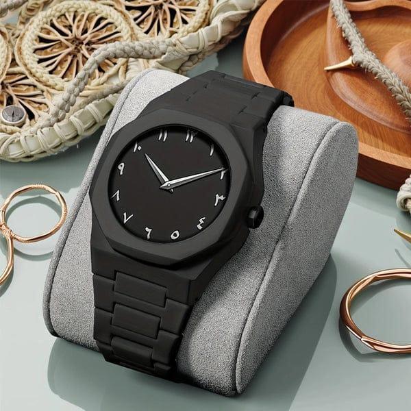 Black Quartz Watch for Men Aluminum Daily Wear