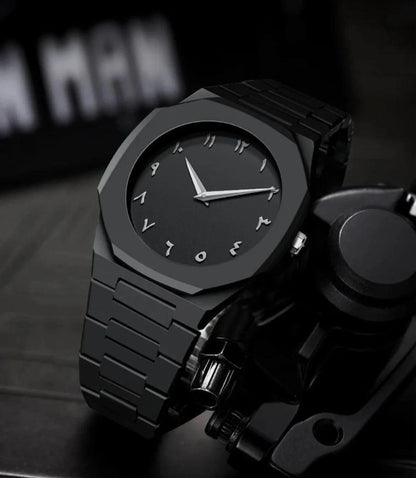 Black Quartz Watch for Men Aluminum Daily Wear