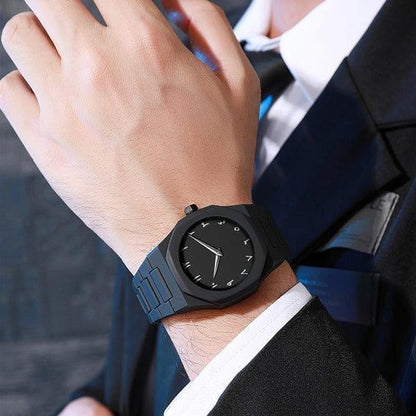 Black Quartz Watch for Men Aluminum Daily Wear