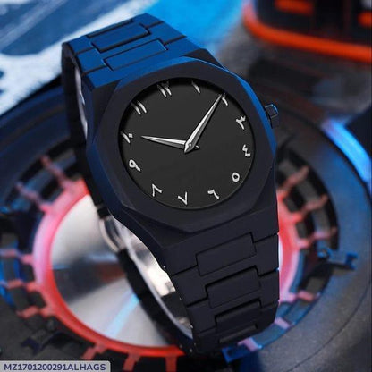 Black Quartz Watch for Men Aluminum Daily Wear