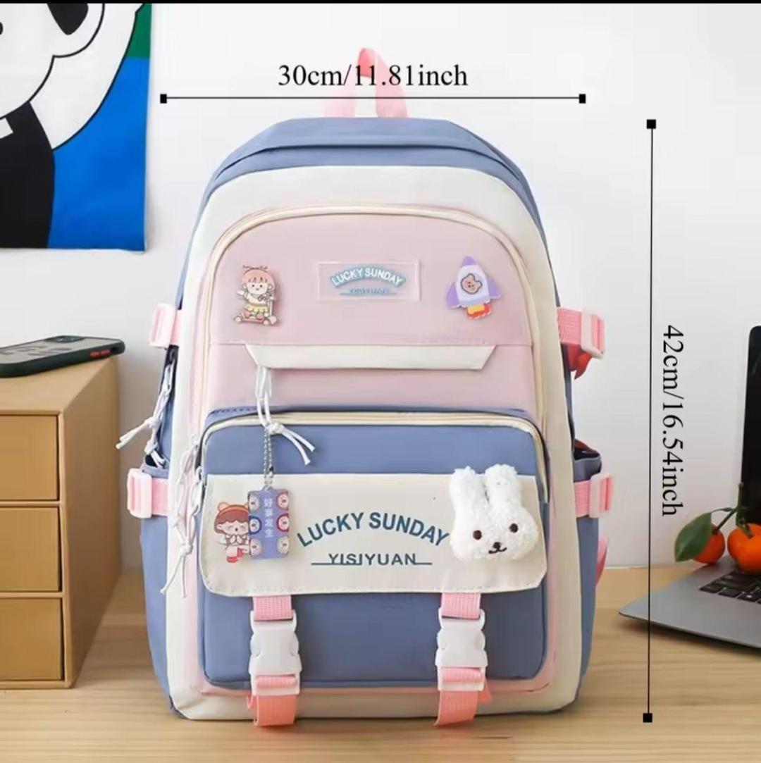 Multicolor Nylon School Backpack for Girls 18"
